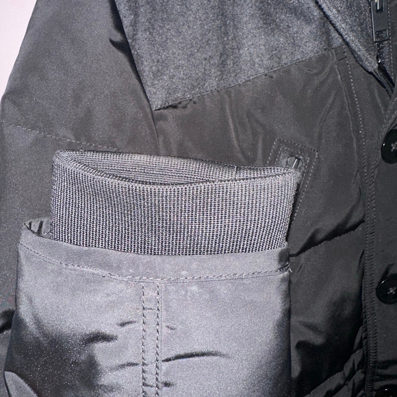 Men's Express Black Charcoal Grey Down Puffer Jacket with Hood Size L - Picture 16 of 16